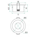 Foco Fijo Aluminio empotrar 86mm IP65, Ideal para baño